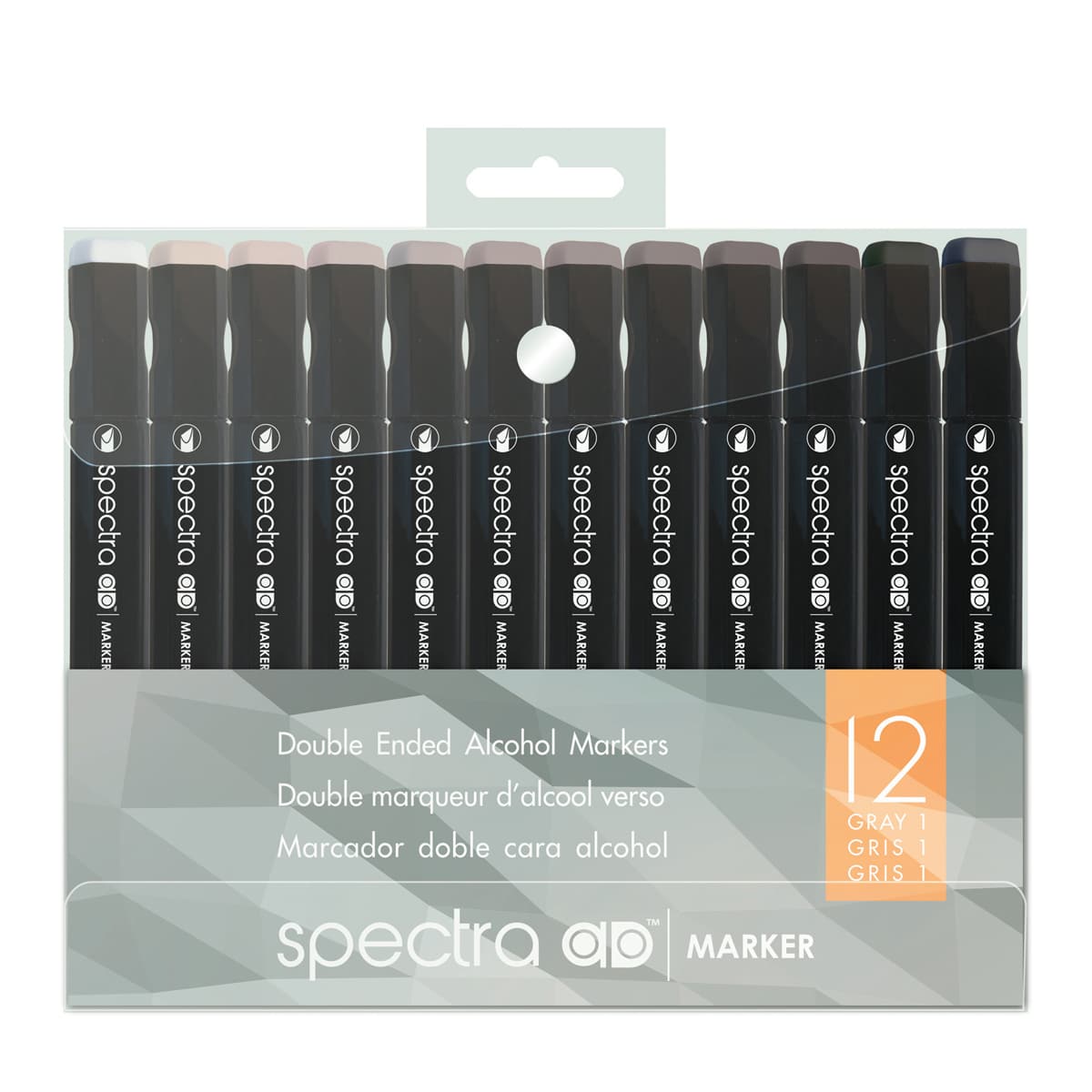 Spectra AD Marker Set 12-Color Set - Warm Gray - Peggable
