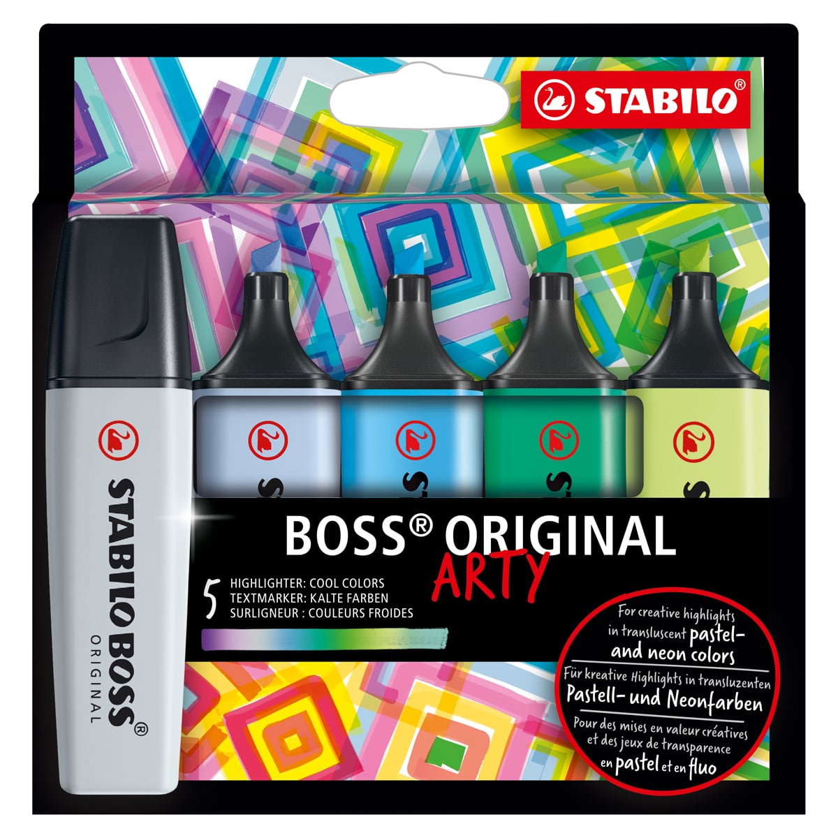 BOSS ORIGINAL Highlighters Set 5-Piece ARTY Cool Colors Set
