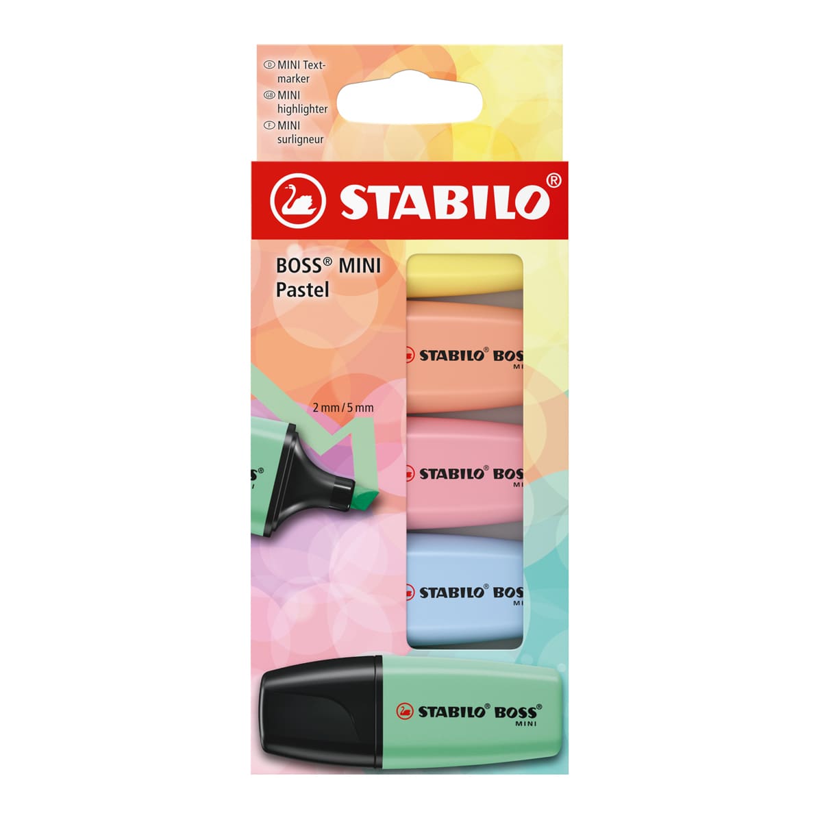 BOSS Mini Highlighter Set 5-Color Pastel Set (Hint of Mint, Cloudy Blue, Pink Blush, Creamy Peach, Milky Yellow)