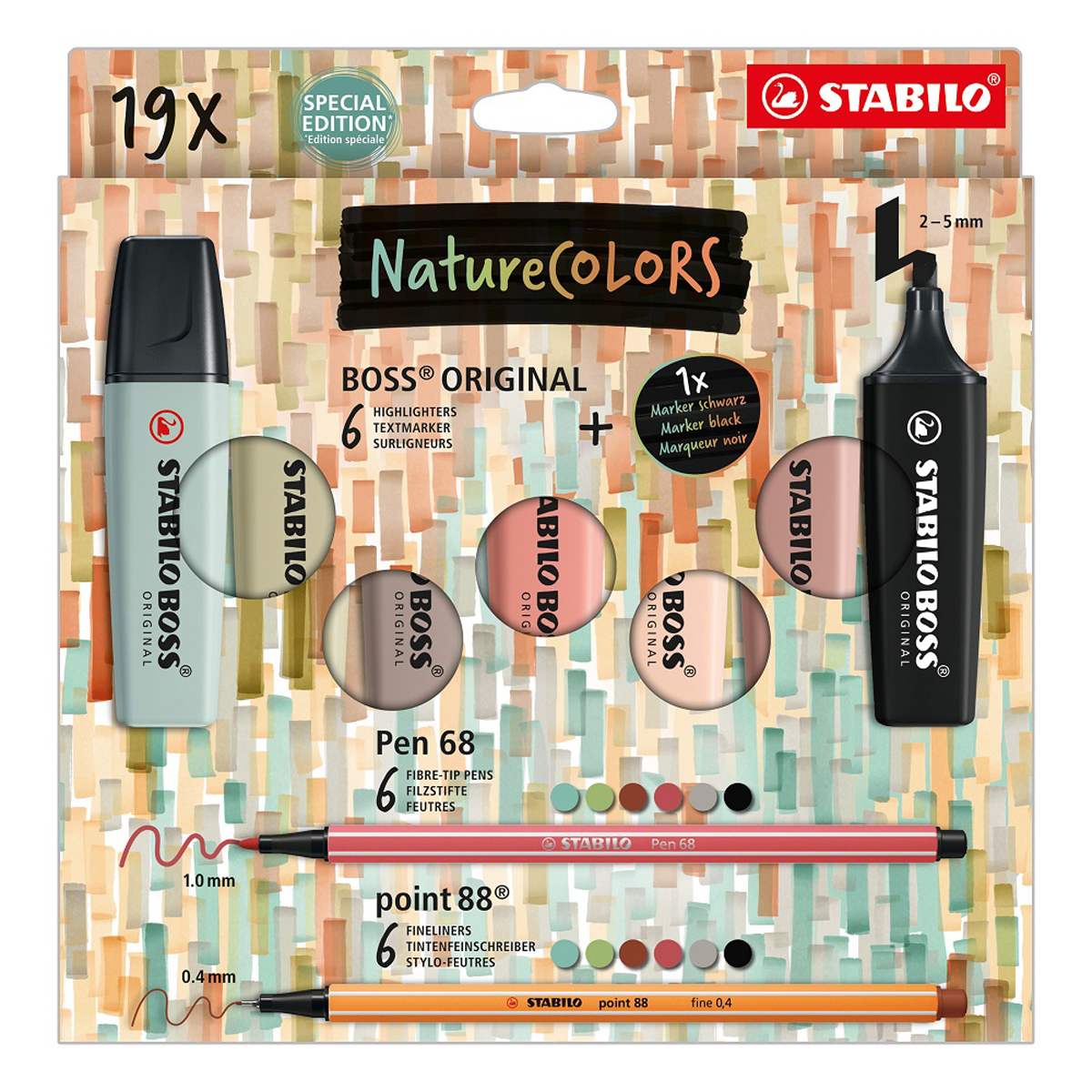 point 88, Pen 68 & BOSS ORIGINAL Sets 19-Piece BOSS ORIGINAL NatureCOLORS Creative Set