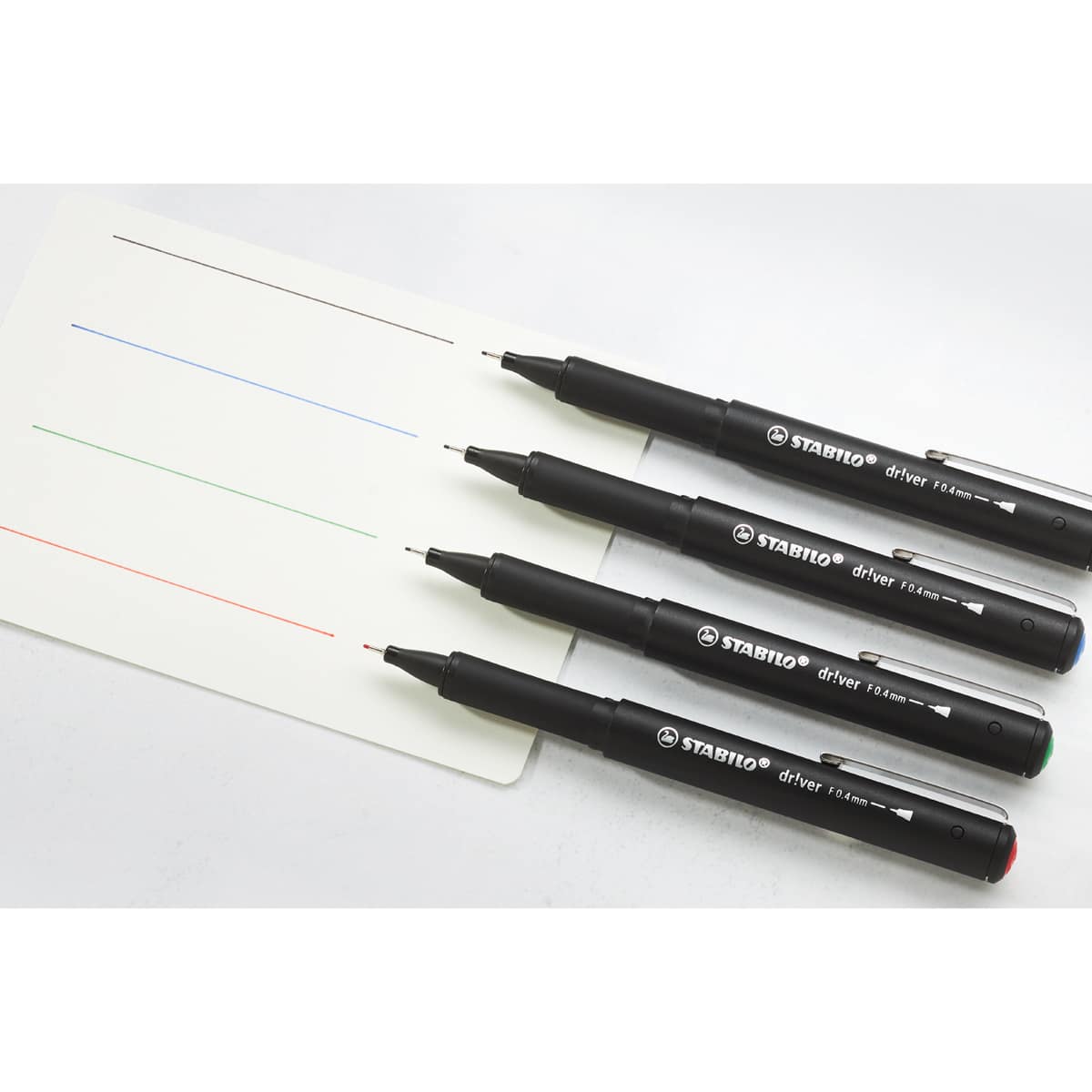 dr!ver Premium Fineliner Set 4-Color Fine Tip Wallet Set (Black, Blue, Red, Green)