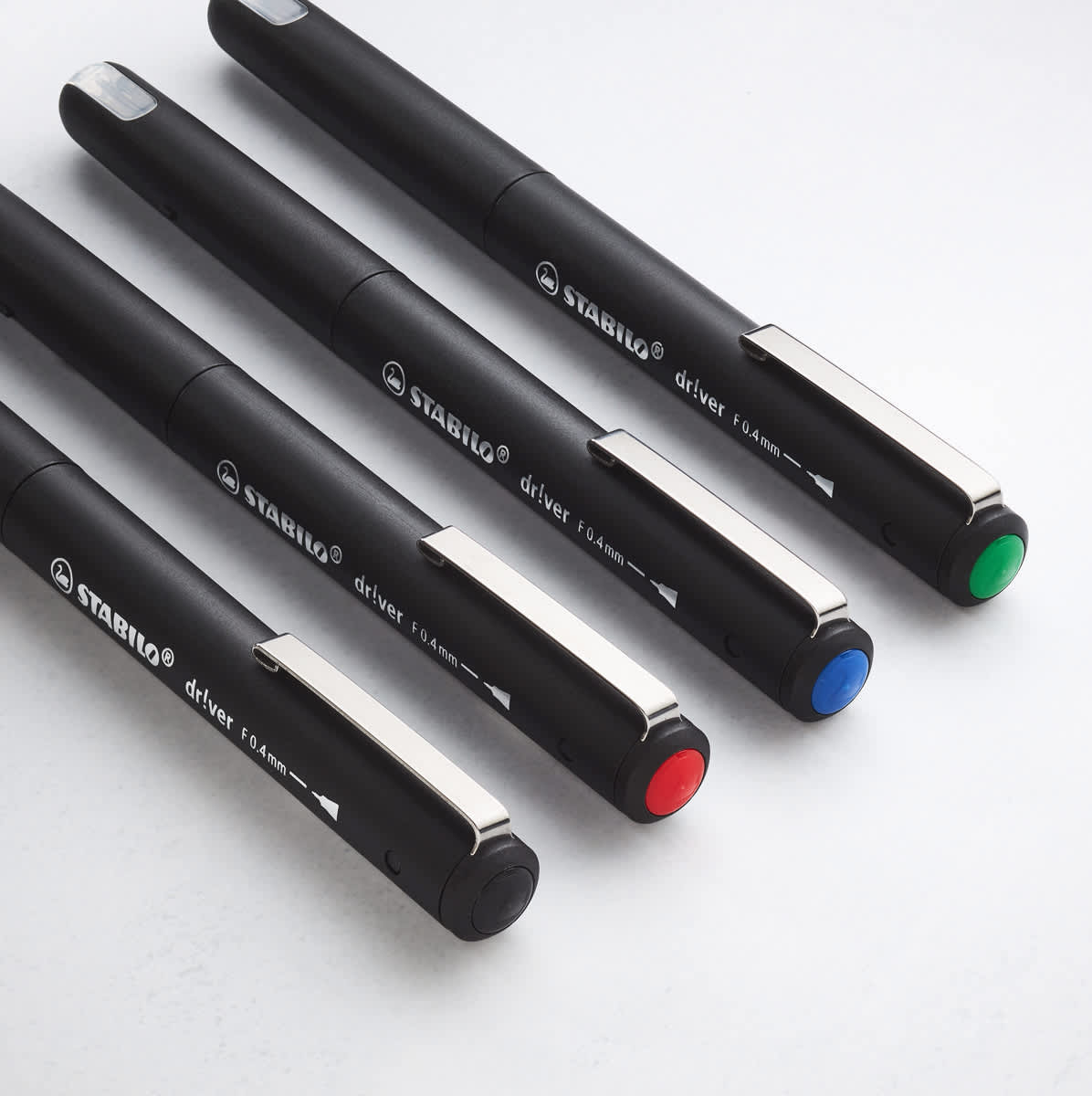 dr!ver Premium Fineliner Set 4-Color Fine Tip Wallet Set (Black, Blue, Red, Green)