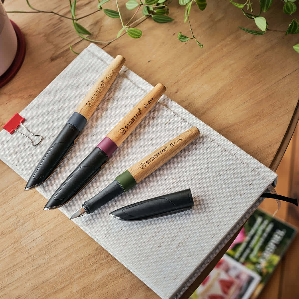 Grow Fountain & Ballpoint Pen Fountain Pen - Moss Green/Oak