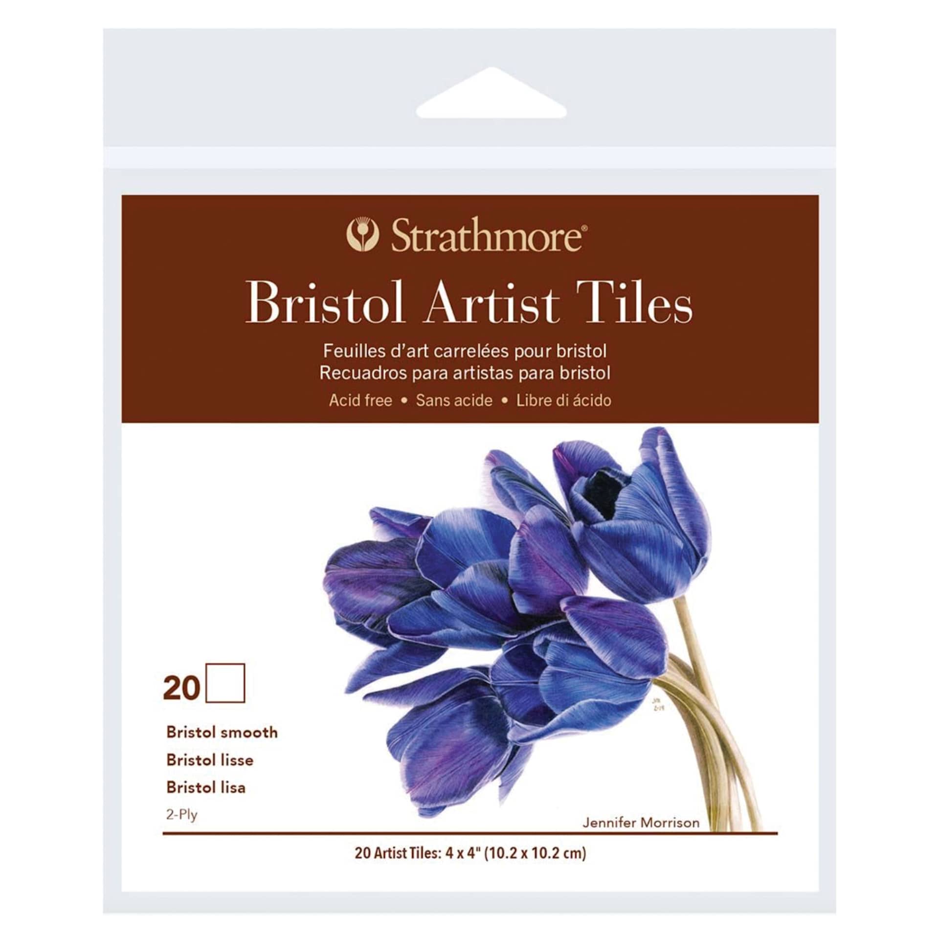 Strathmore 400 Series Artist Tiles Bristol Paper Pack, 4" x 4", Pkg of 20