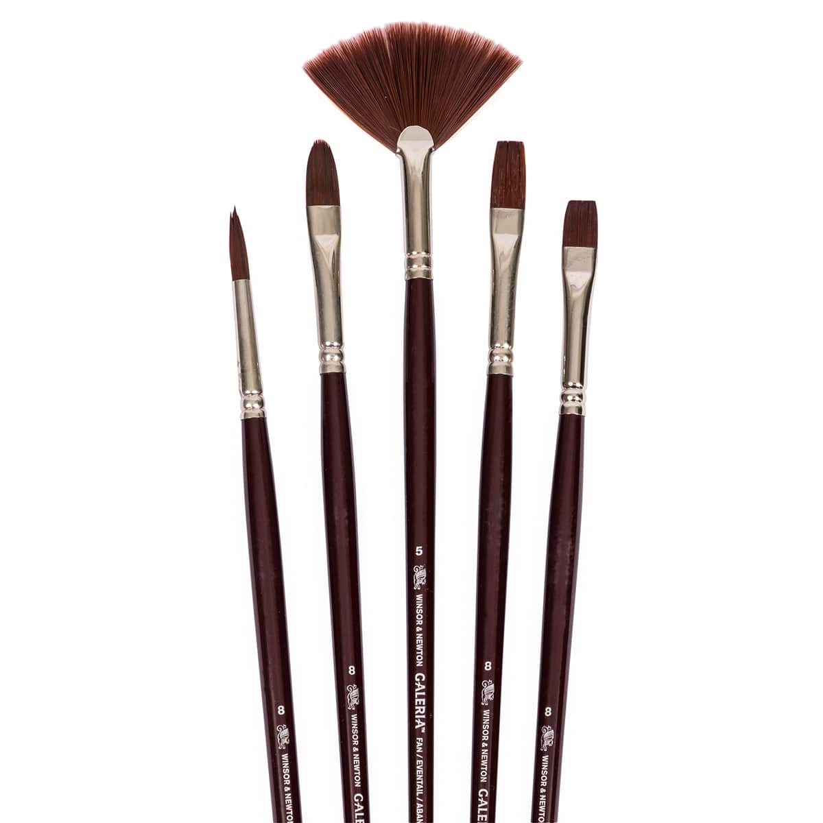 Winsor & Newton Galeria Brush Set, Long Handle, 5-Brushes