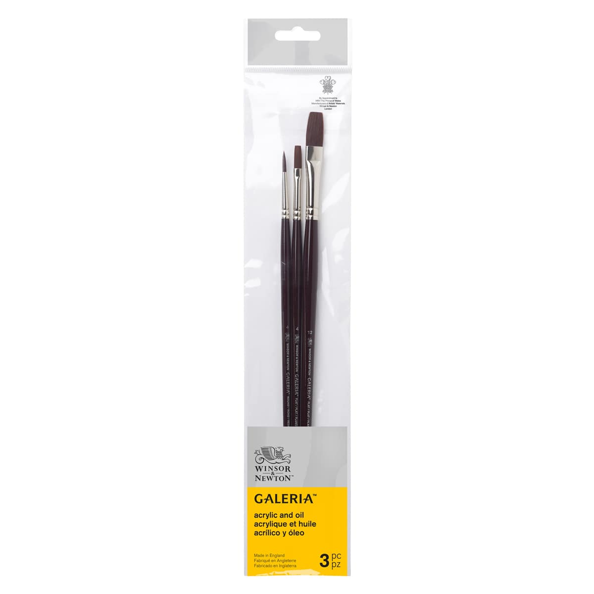 Winsor & Newton Galeria Brush Set, Long Handle, 3-Brush Set #1