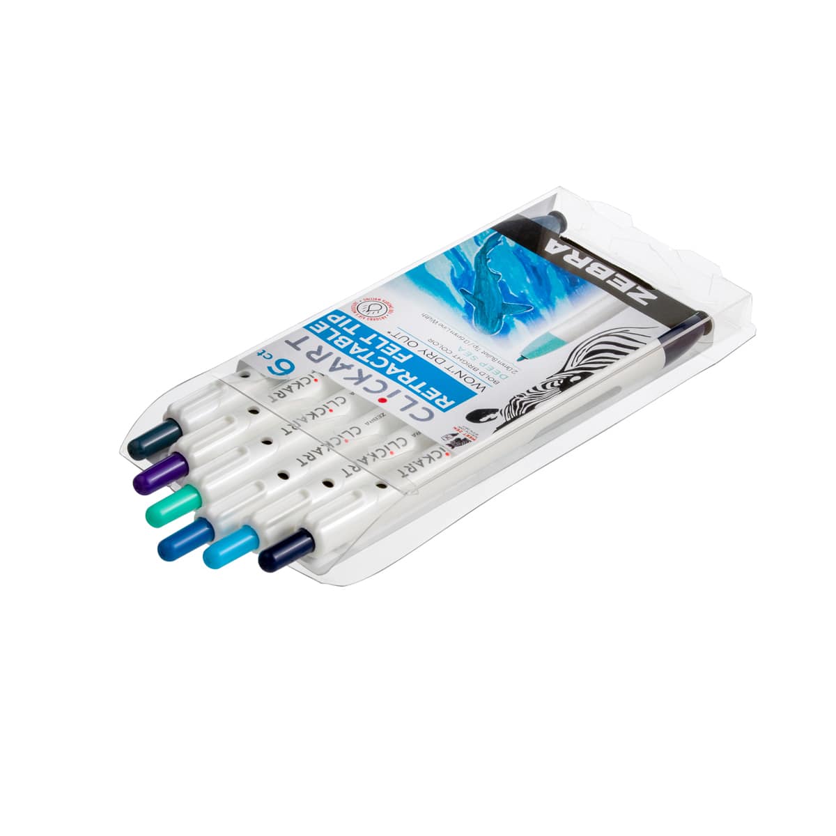 ClickArt Retractable Marker Pen 6-Pen Deep Sea Set