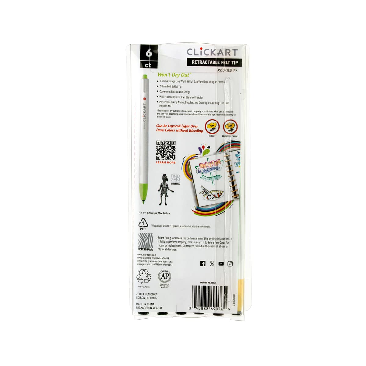 ClickArt Retractable Marker Pen 6-Pen Celebration Set