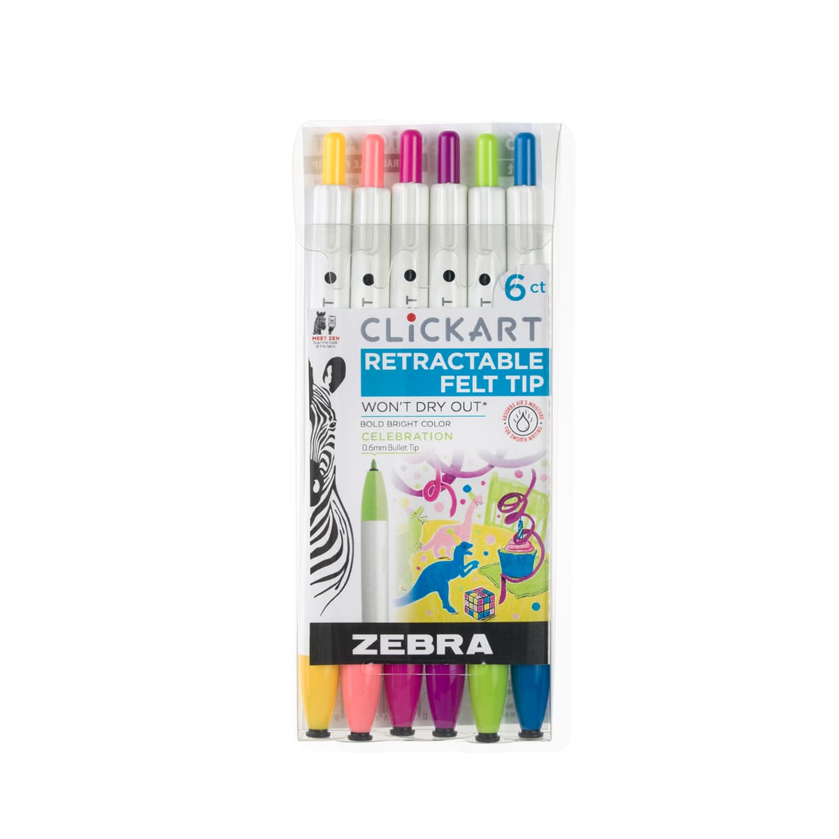 ClickArt Retractable Marker Pen 6-Pen Celebration Set