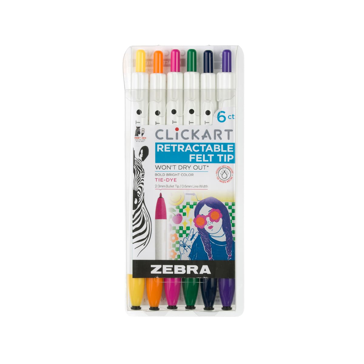 ClickArt Retractable Marker Pen 6-Pen Tie-Dye Set
