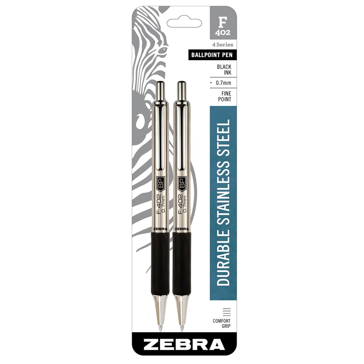 F-402 Retractable Ballpoint Pen .7mm - Black, 2/Pkg. - Peggable