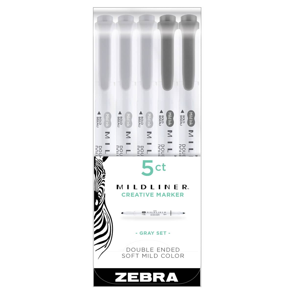 Mildliner Double-Ended Highlighter Set 5-Color Gray Set