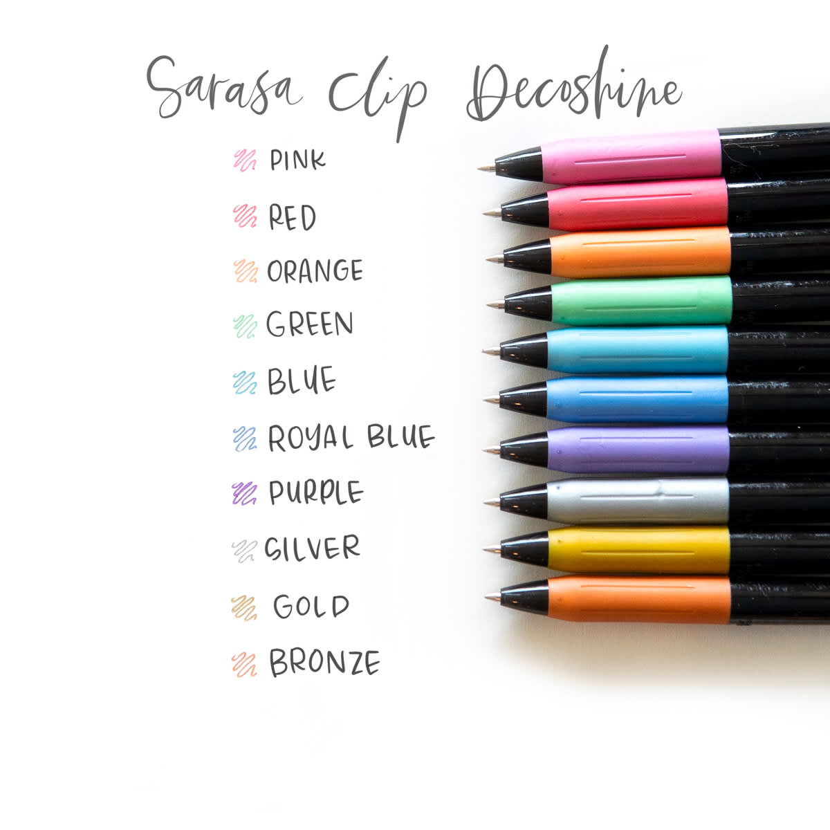 Sarasa Clip Gel Retractable Pen Sarasa Decoshine 9-Color Set