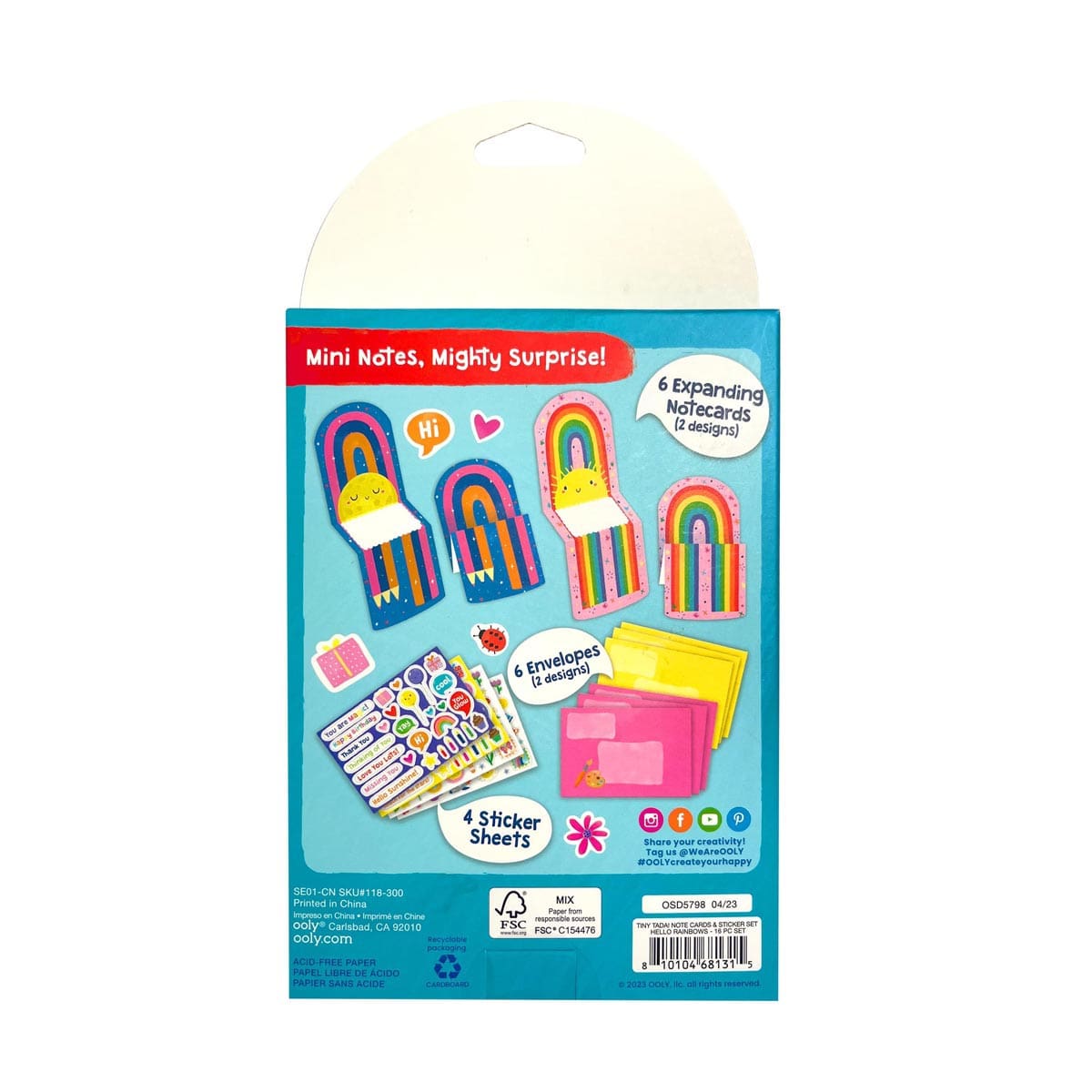Tiny Tada! Note Cards & Sticker Set Hello Rainbows