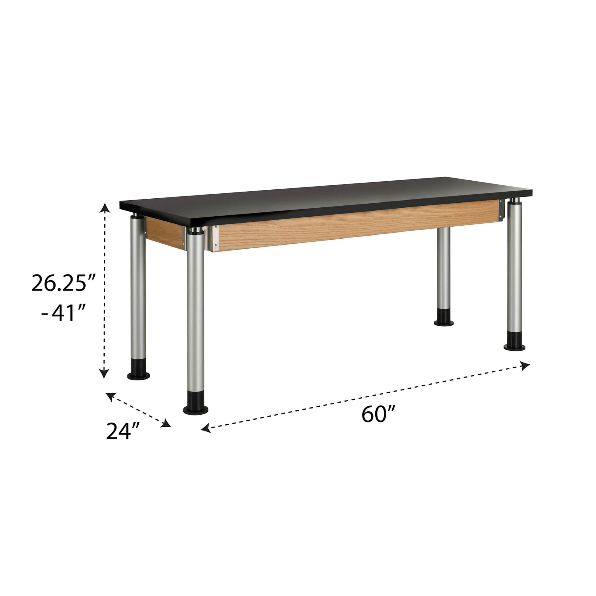 Diversified Spaces Adjustable Height Table - 24" x 60" with dimensions