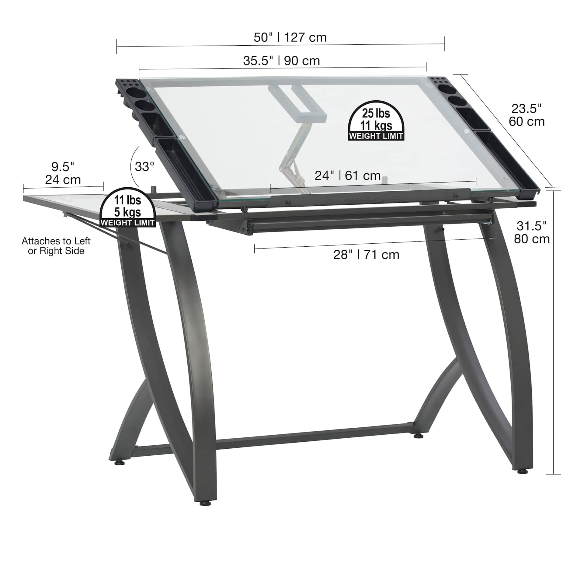 Studio Designs Futura Luxe Craft Table with dimensions