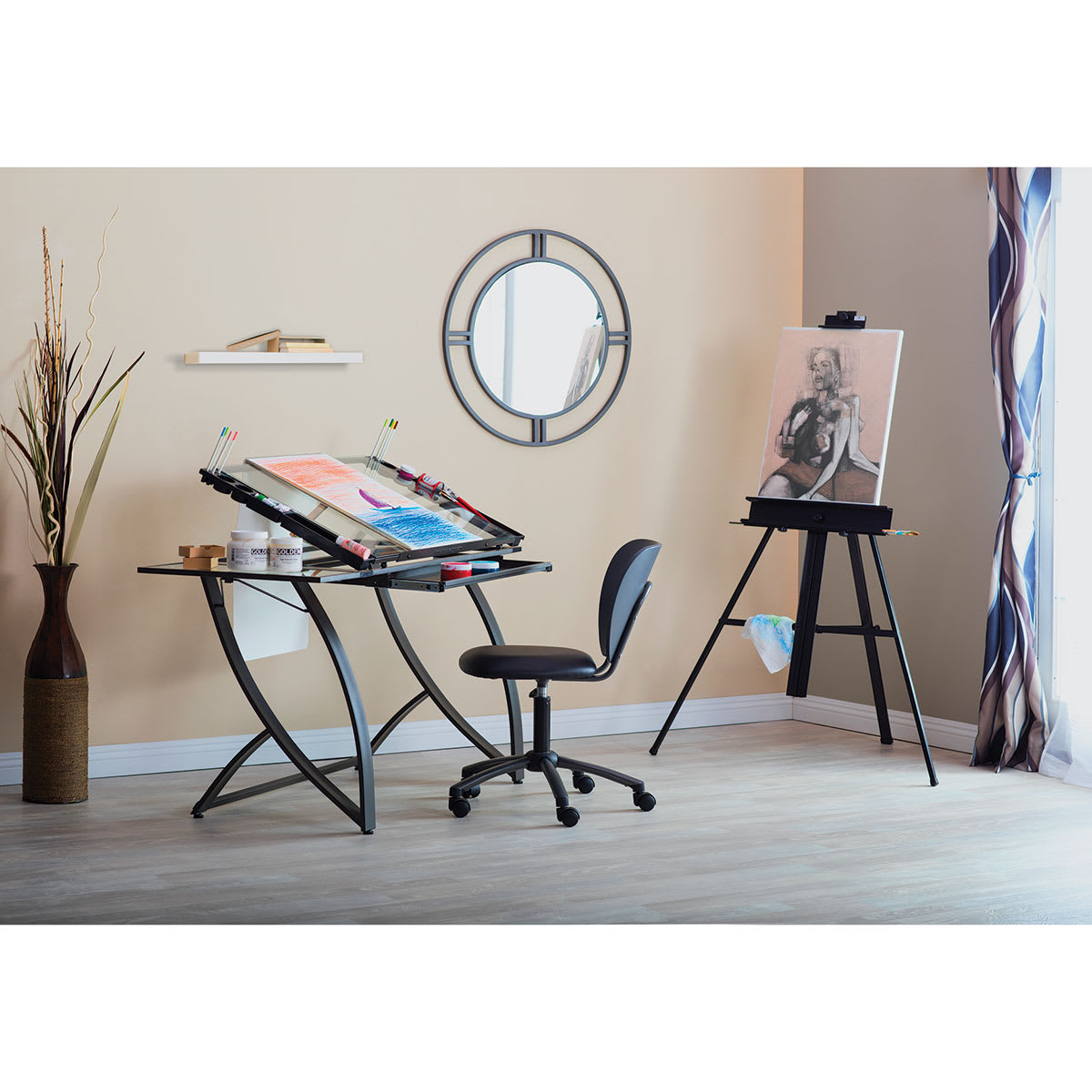 Studio Designs Futura Luxe Craft Table - Accessorized view of table in home setting