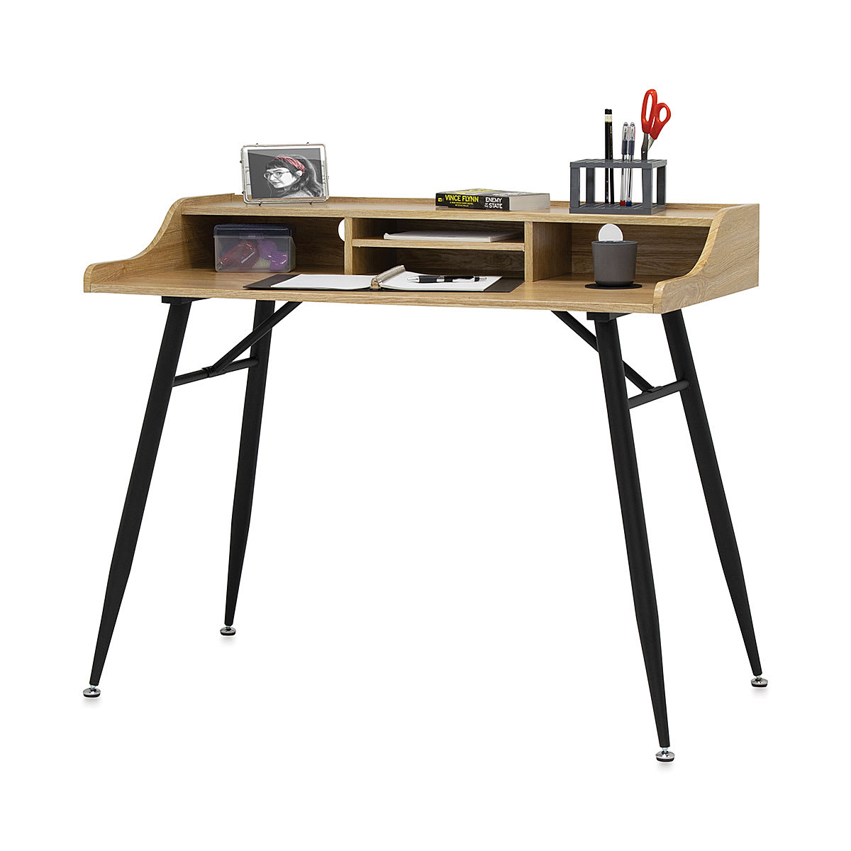 Studio Designs Woodford Writing Desk - Front view example of use Studio Designs Woodford Writing Desk - Front view example of use