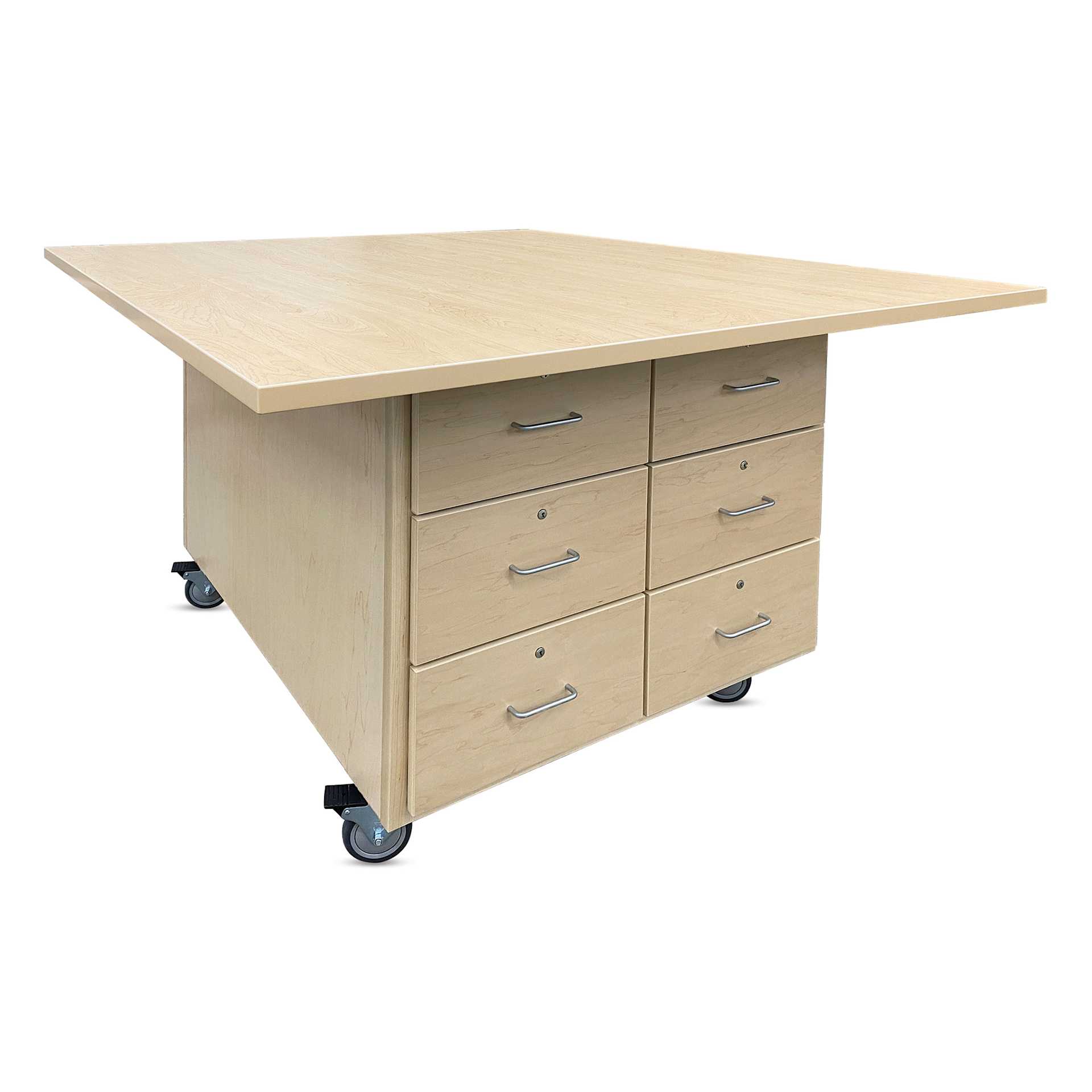 Hann Mobile Workstation - 2-Door, Maple Laminate Top with 6-Drawers