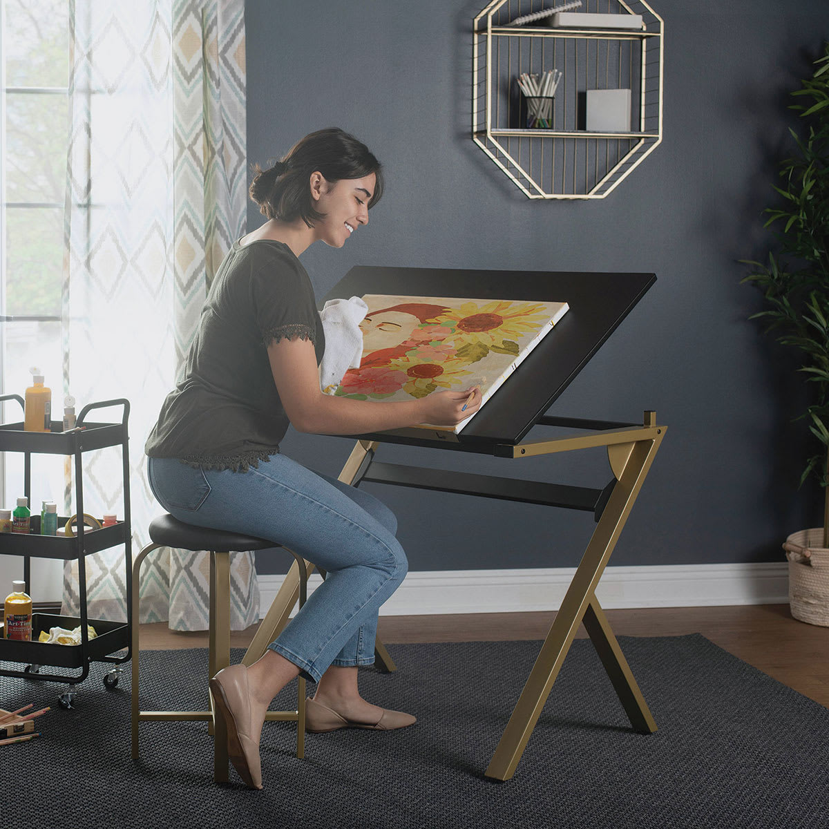 Studio Designs Stellar Drawing Table Set (Person painting at table, Art supplies not included)
