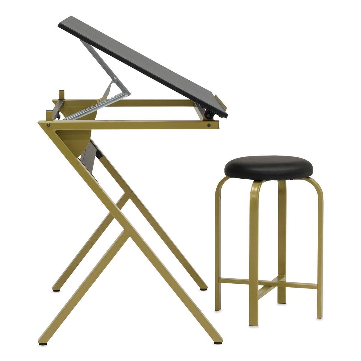 Studio Designs Stellar Drawing Table Set (Drawing table with stool, Tabletop tilted, Side view of set)