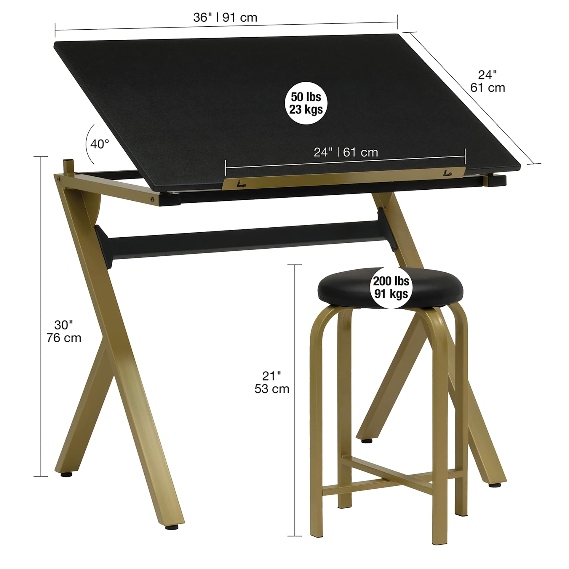 Studio Designs Stellar Drawing Table Set with dimensions