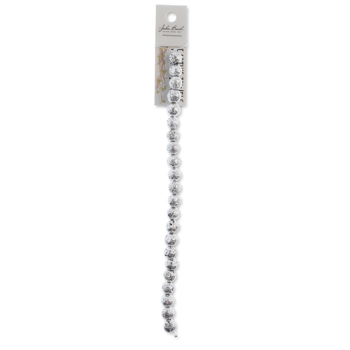 John Bead Earth's Jewels Lava Stone Bead Strand - Silver, 8 mm, 8" Strand