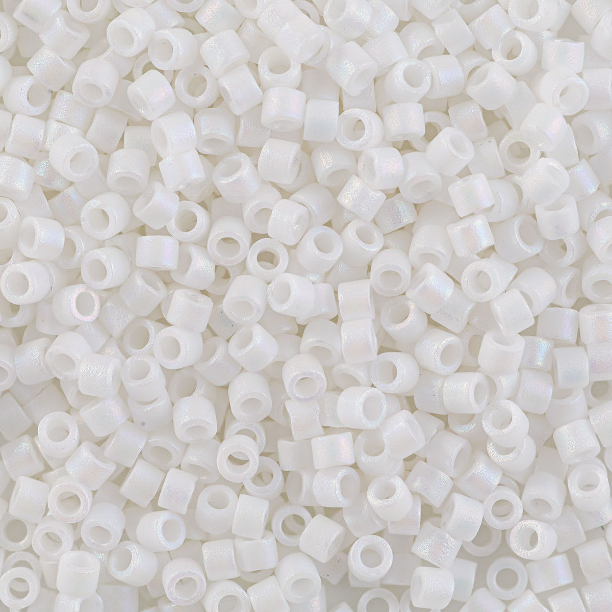 John Bead Miyuki Delica Glass Beads - White, Matte (Close-up of beads)