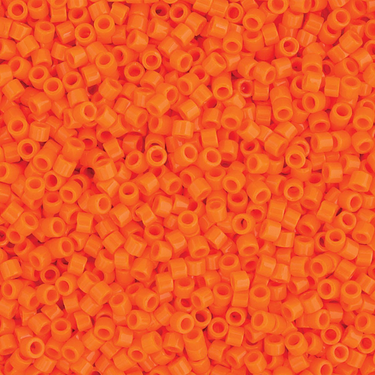 John Bead Miyuki Delica Glass Beads - Orange, Glossy (Close-up of beads)