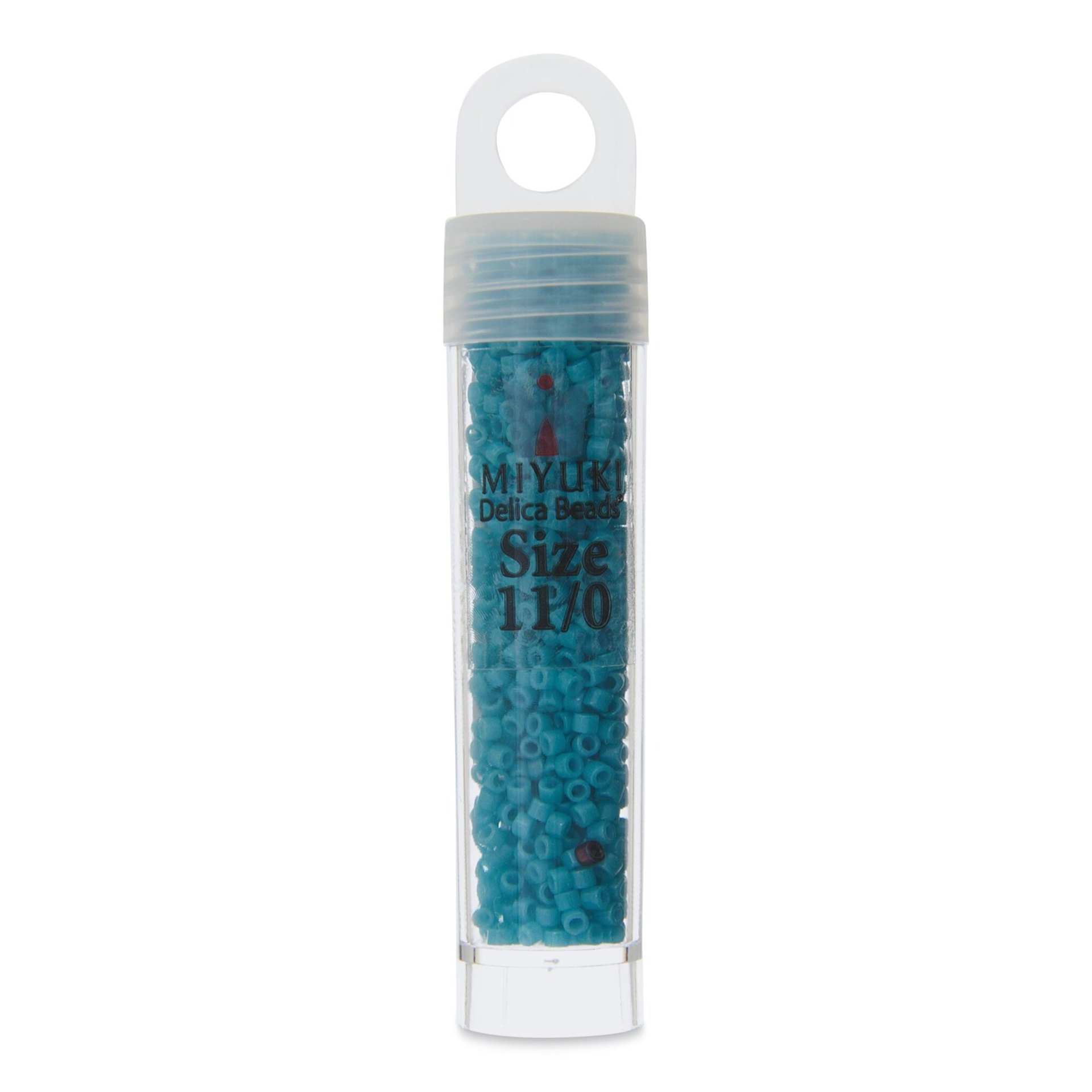 John Bead Miyuki Delica Glass Beads - Turquoise Green, Glossy, 11/0, 5.2 g