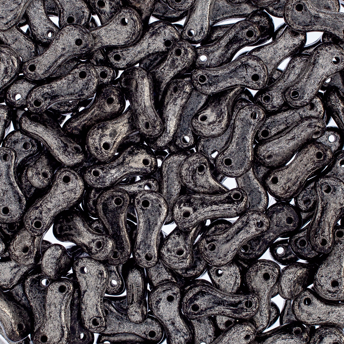 John Bead Czech Link Beads - Loose Black and Terracotta Silver beads