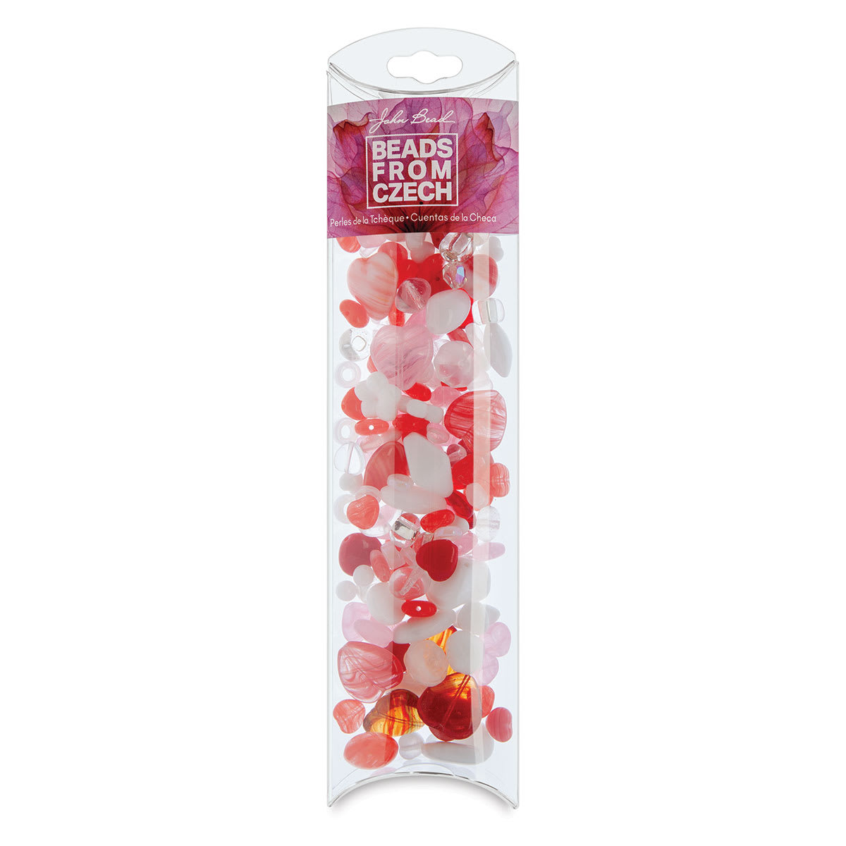 John Bead Czech Glass Bead Mix - Strawberry Swirl, 100 g