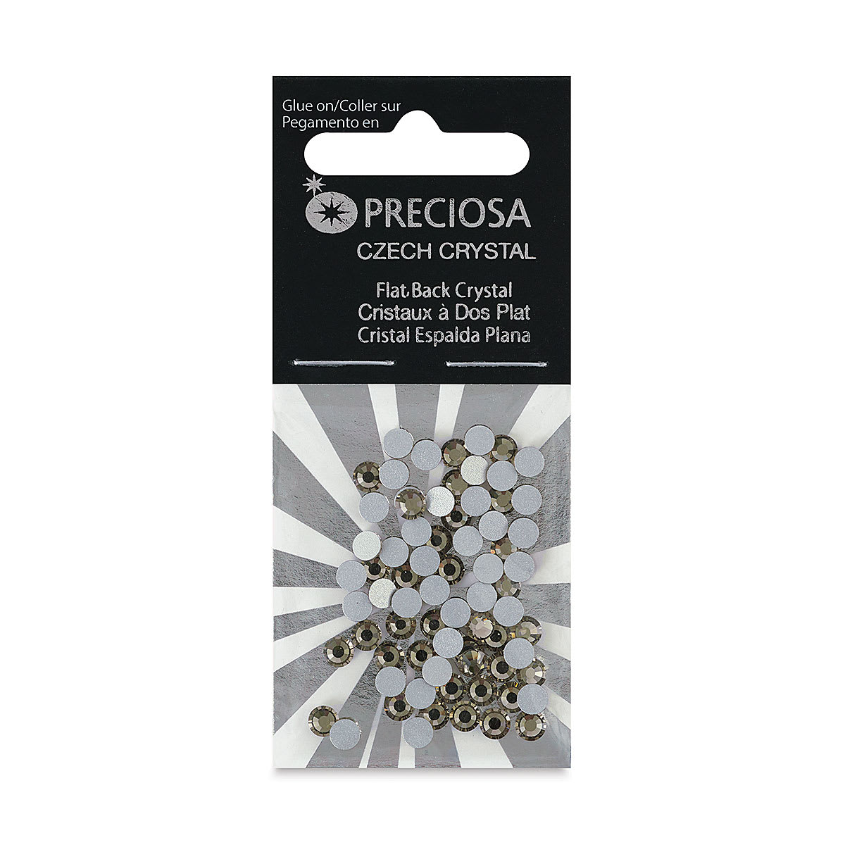 John Bead Preciosa Flat Back Crystals - Black Diamond, Pkg of 72