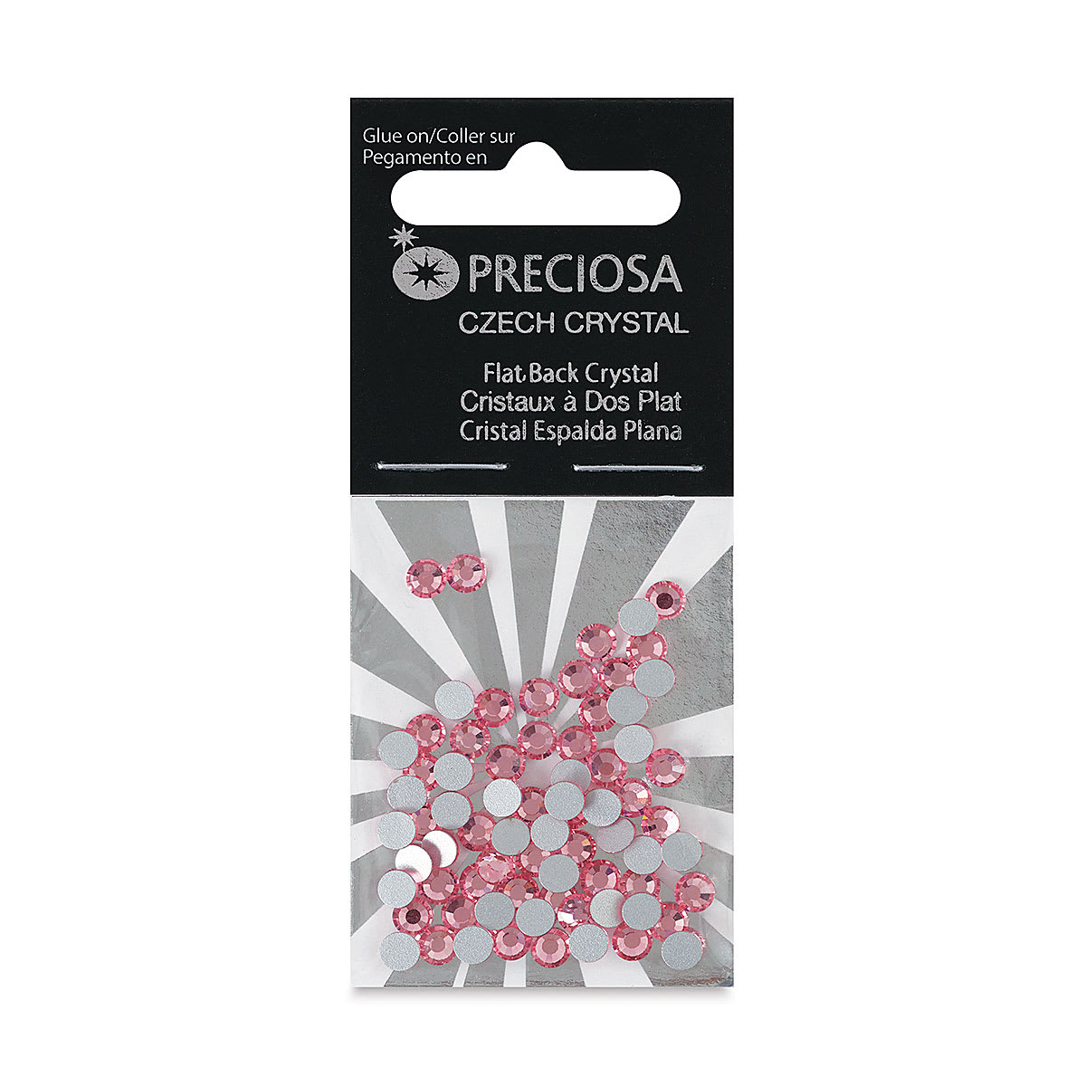 John Bead Preciosa Flat Back Crystals - Light Rose, Pkg of 72