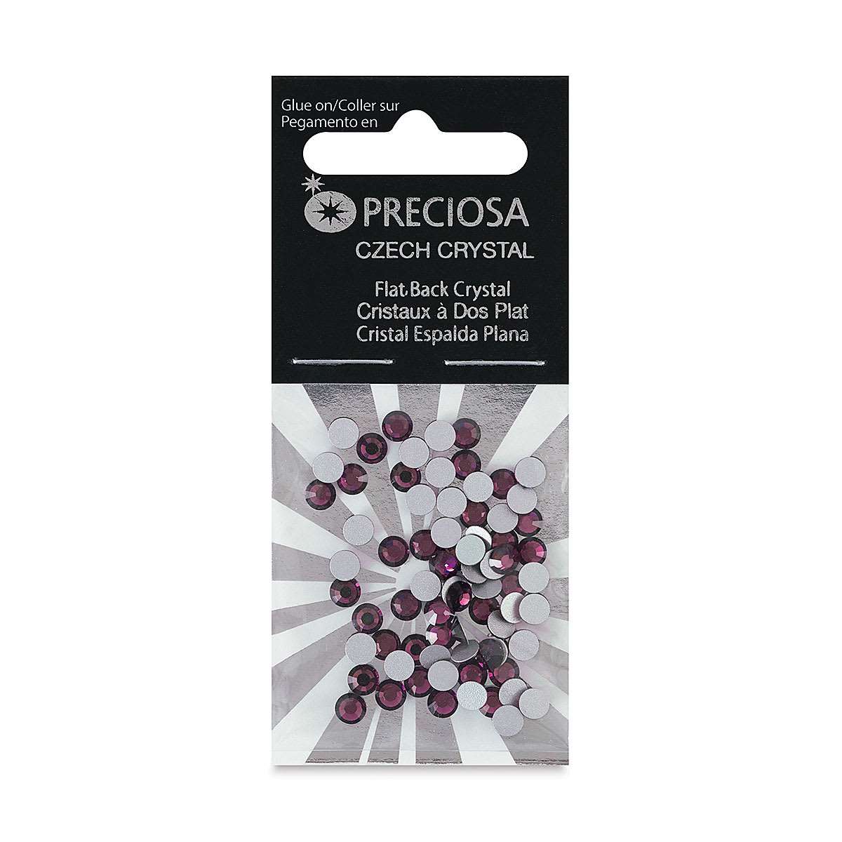 John Bead Preciosa Flat Back Crystals - Amethyst, Pkg of 72