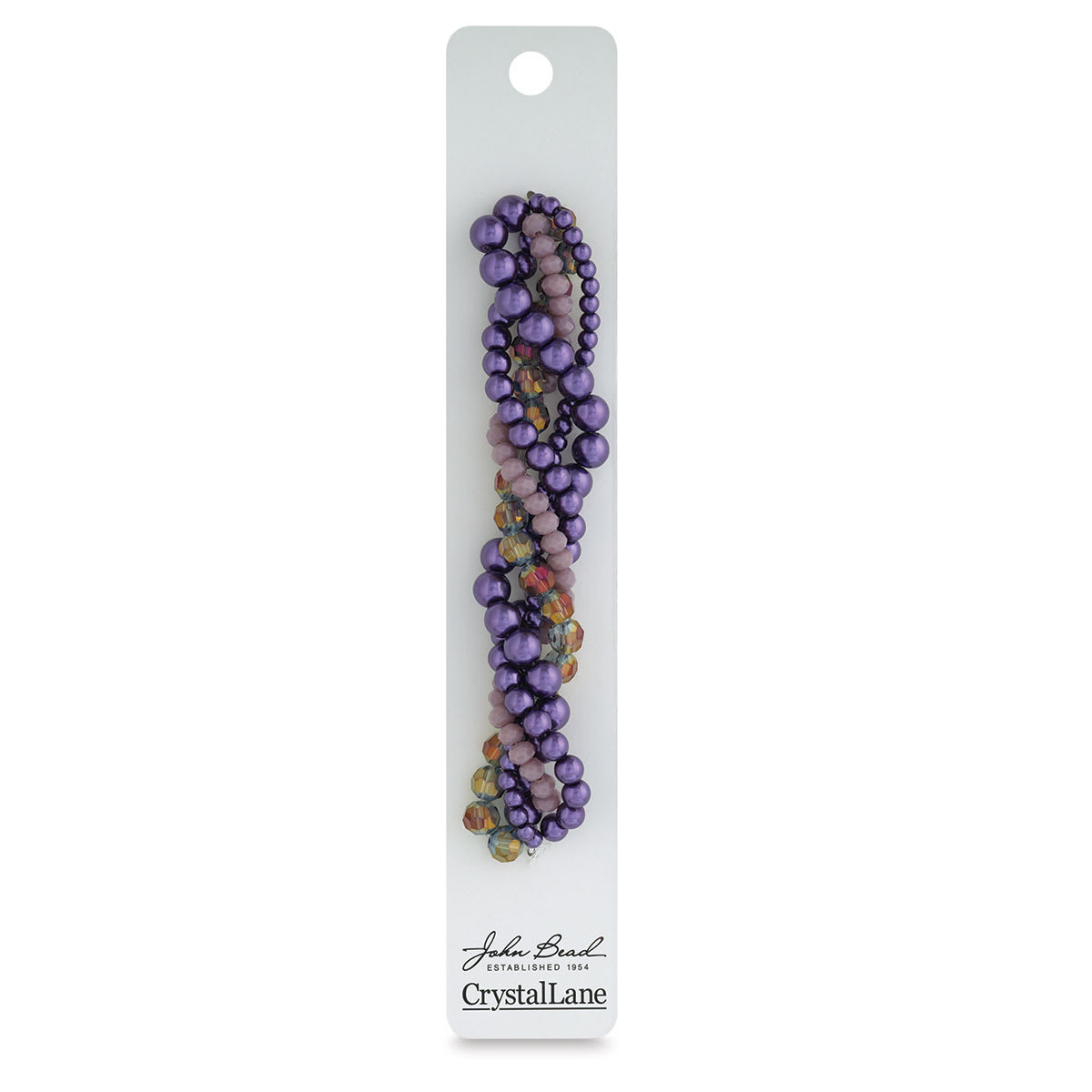 John Bead Twisted Crystal Bead Strands - Blackcurrant Swirl Moonflower - front of packaging
