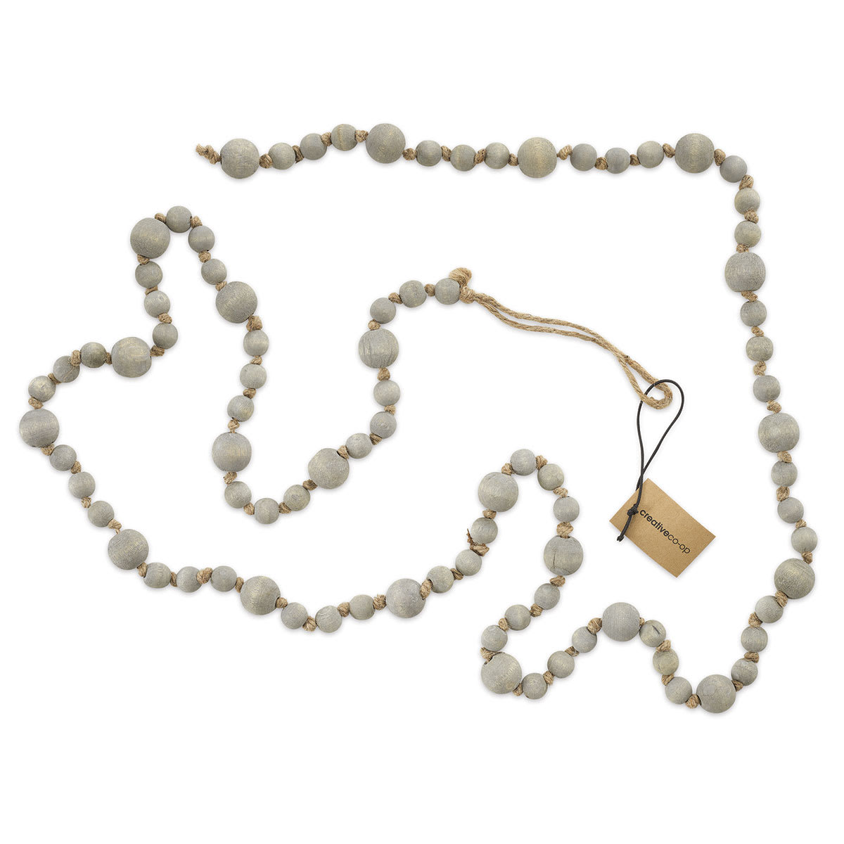 Creative Co-Op Wood Bead Garland - Grey Garland