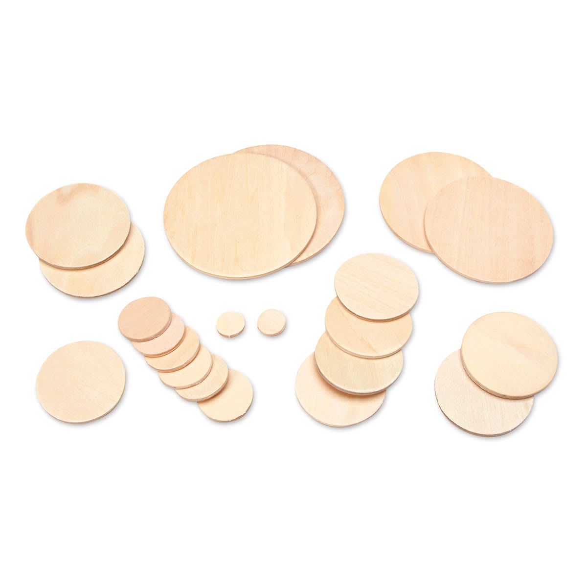 Darice 2-D Wood Cutouts - Circles, Assorted Sizes, 21 Pieces
