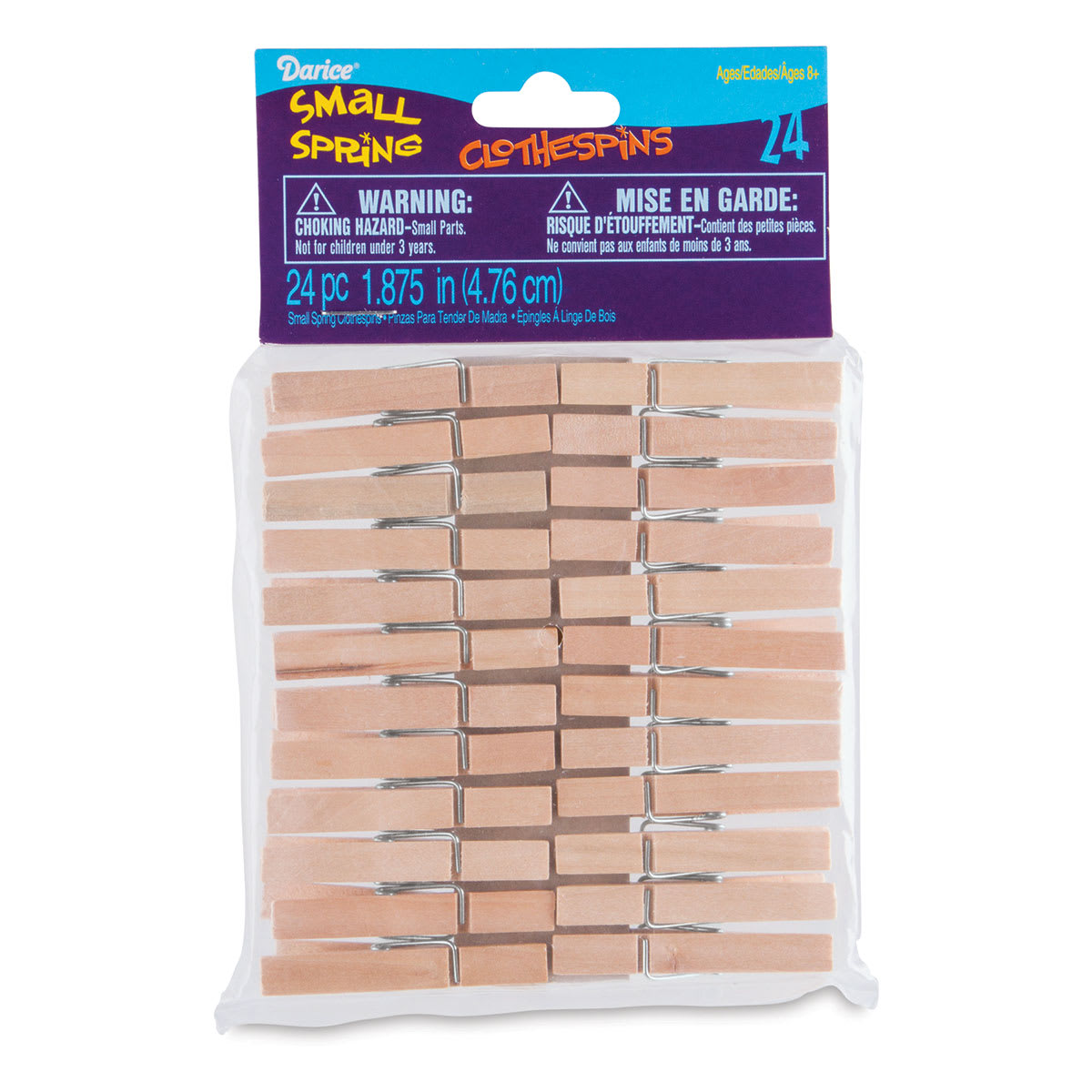 Darice Wooden Spring Clothespins - Small, Pkg of 24