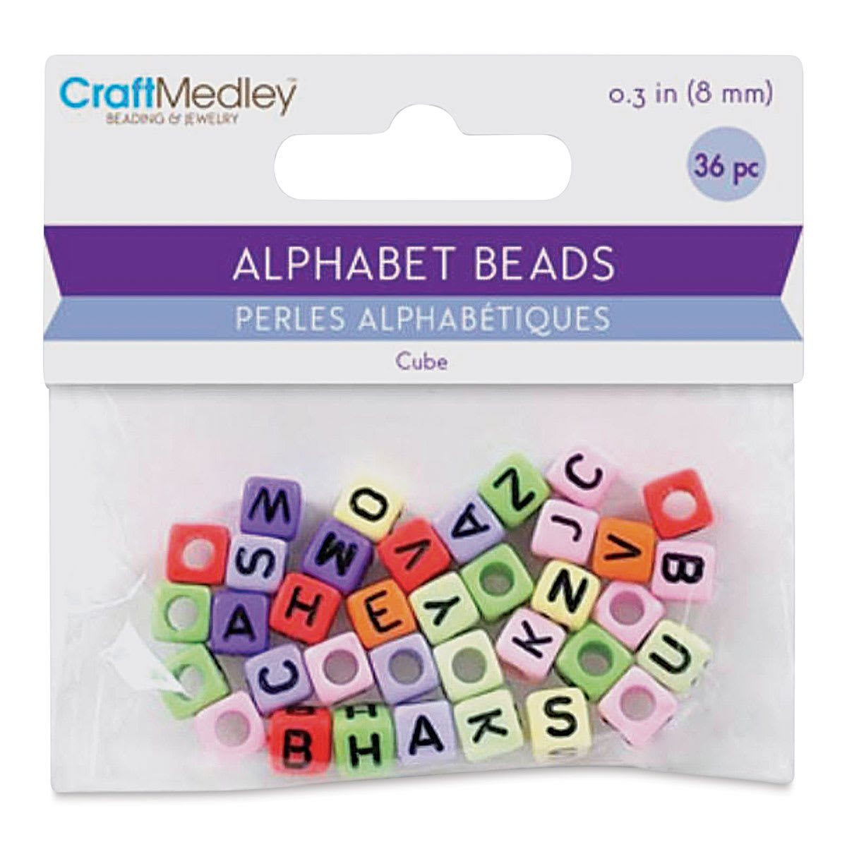 Craft Medley Alphabet Beads - Assorted Colors, Package of 36 - front of packaging