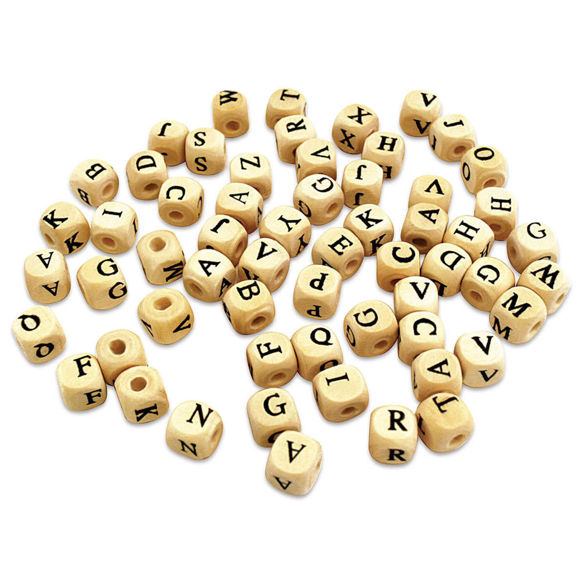 Krafty Kids Wood Alphabet Beads - Natural, 10 mm, Package of 60