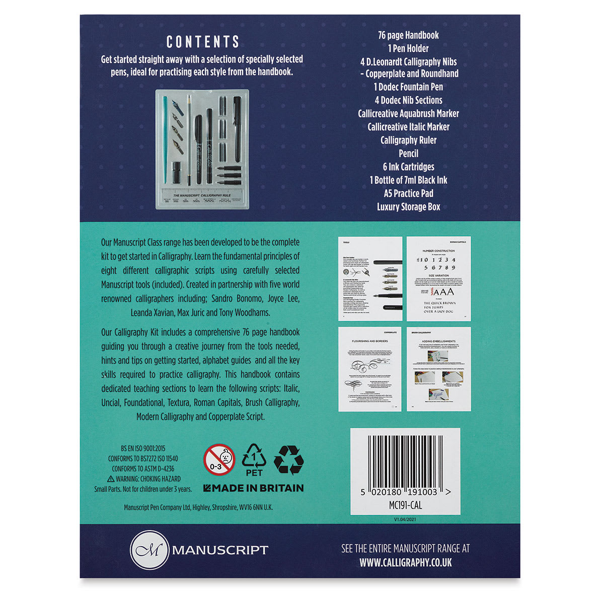 Manuscript Class Teach Yourself Calligraphy Kit (back of package)
