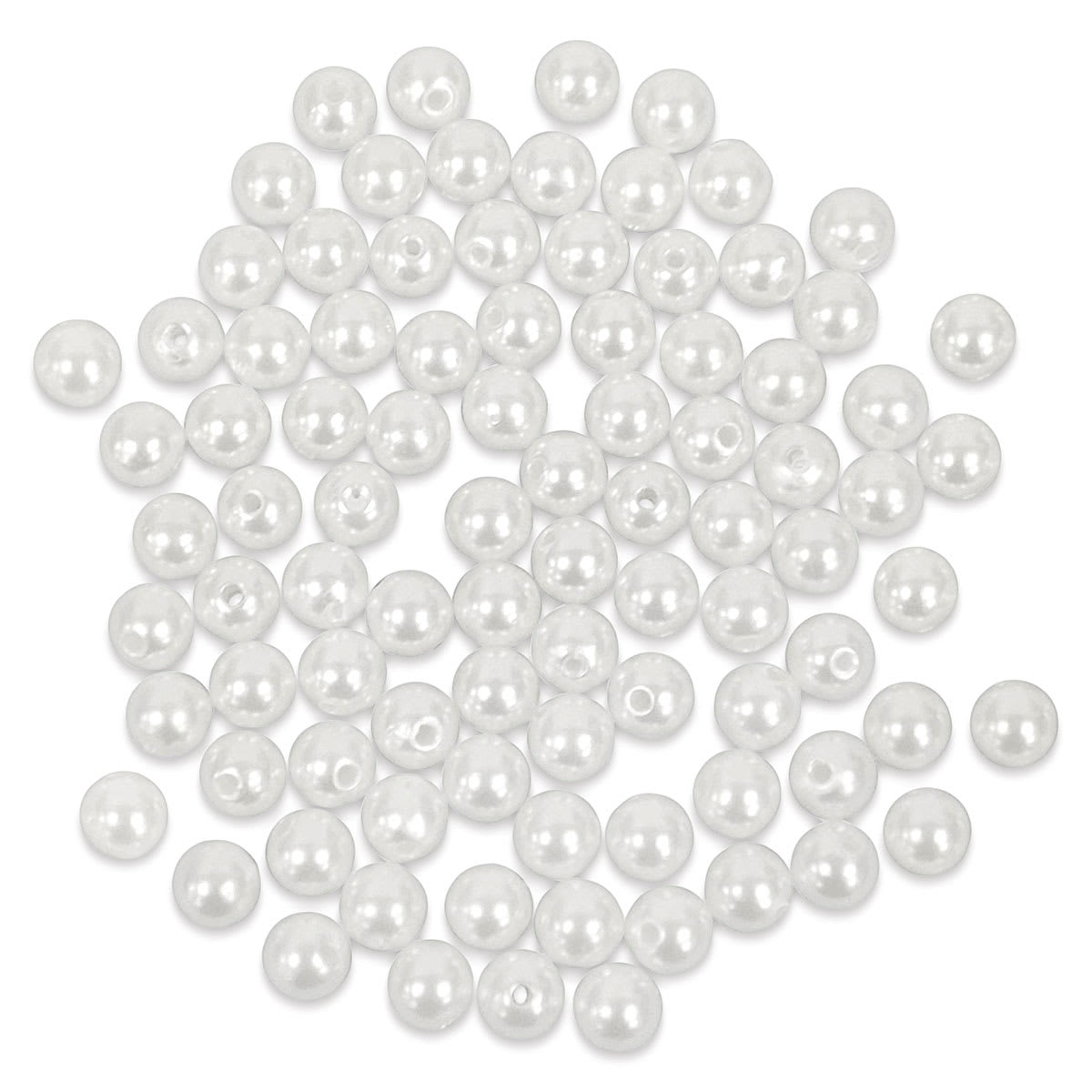Craft Medley Pearl Acrylic Beads - White, 8 mm, Package of 80