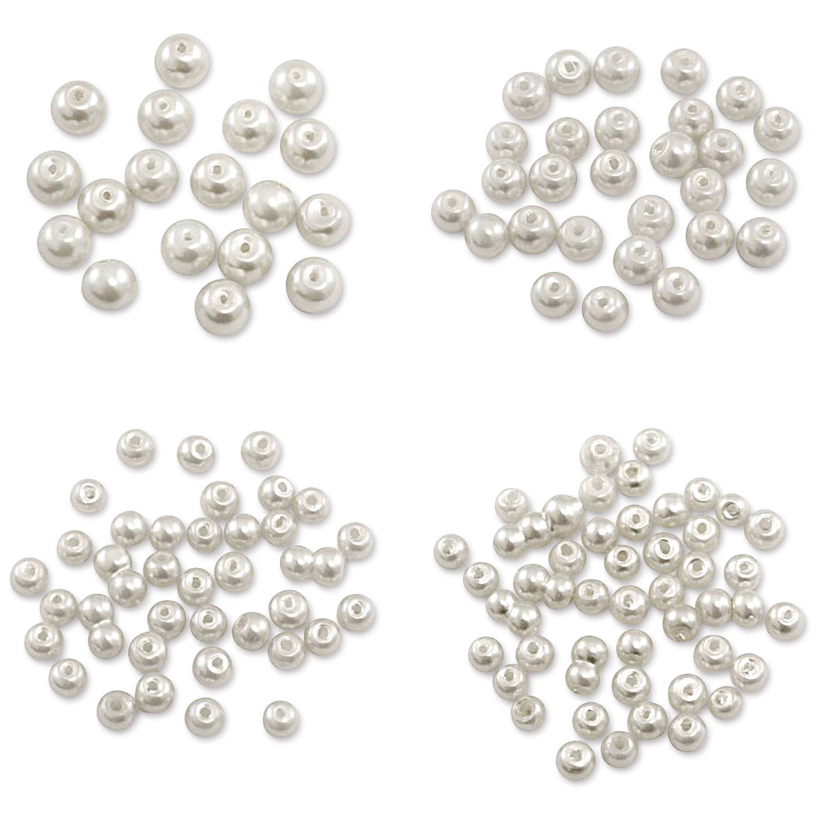 Craft Medley Pearl Glass Beads - White, Assorted Sizes