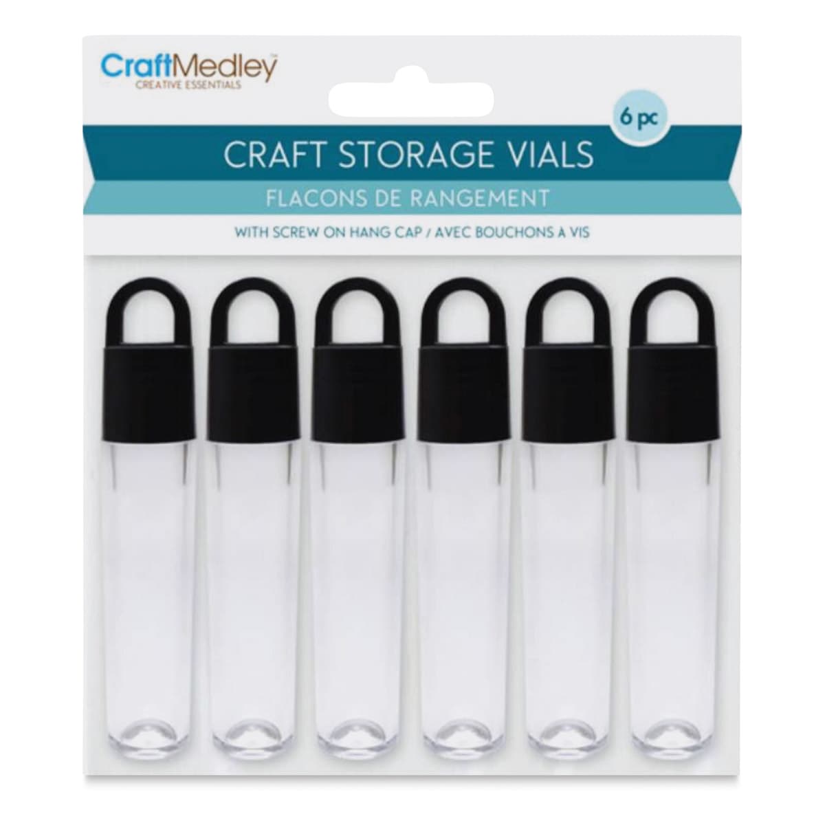 Craft Medley Plastic Storage Vials - 3", Package of 6 (In packaging)