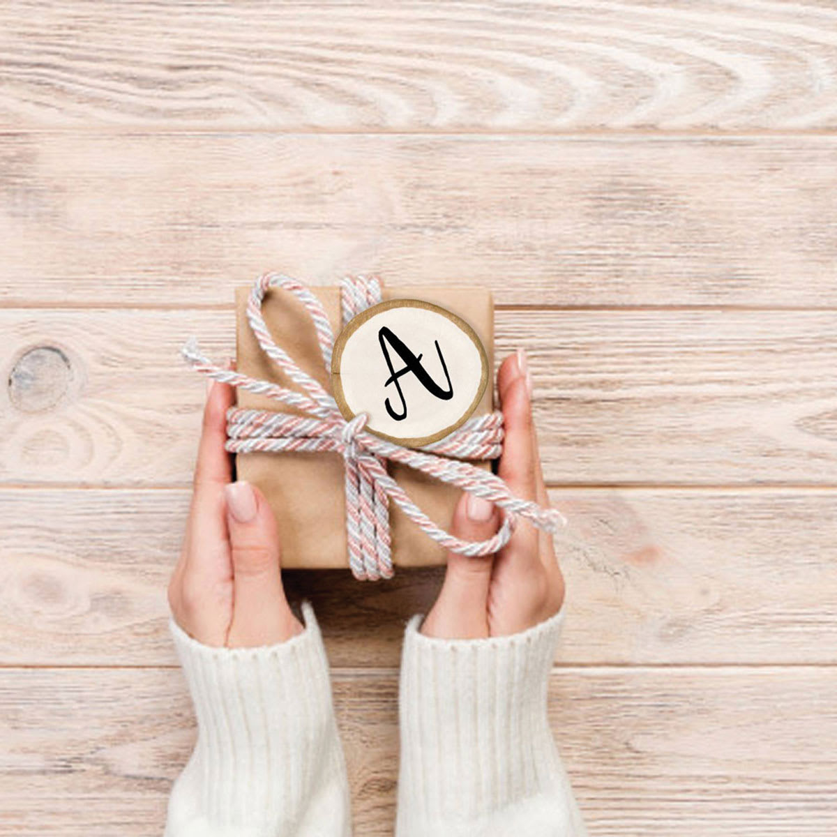 DIY Designs Wood Slice Ornaments - Sample Artwork, Shown as gift tag.