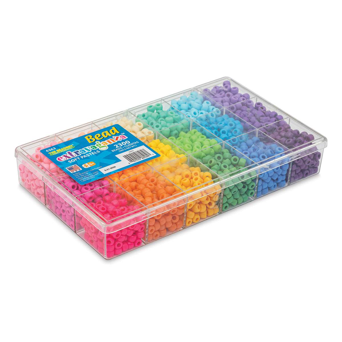 The Beadery Bead Extravaganza Box - Pastels, Package of 2300 (Angled view, lid closed)