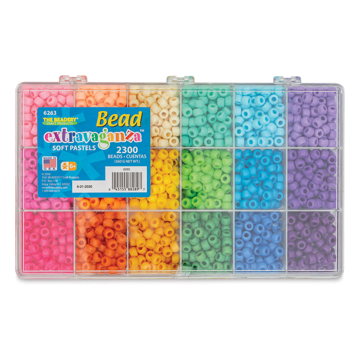 The Beadery Bead Extravaganza Box - Pastels, Package of 2300 (Front of packaging, lid closed)