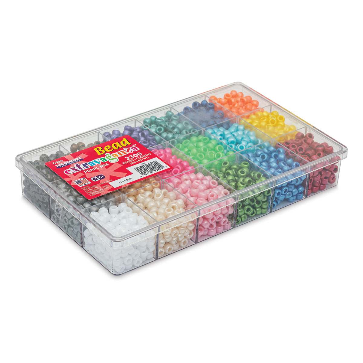 The Beadery Bead Extravaganza Box - Pearl Mix, Package of 2300 (Angled view, lid closed)