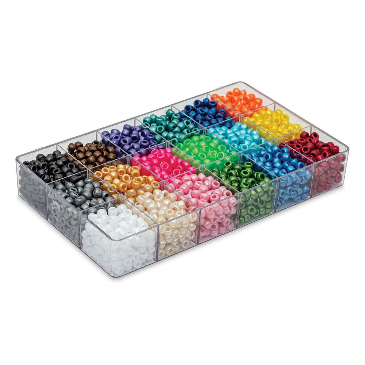 The Beadery Bead Extravaganza Box - Pearl Mix, Package of 2300 (Angled view, lid open)